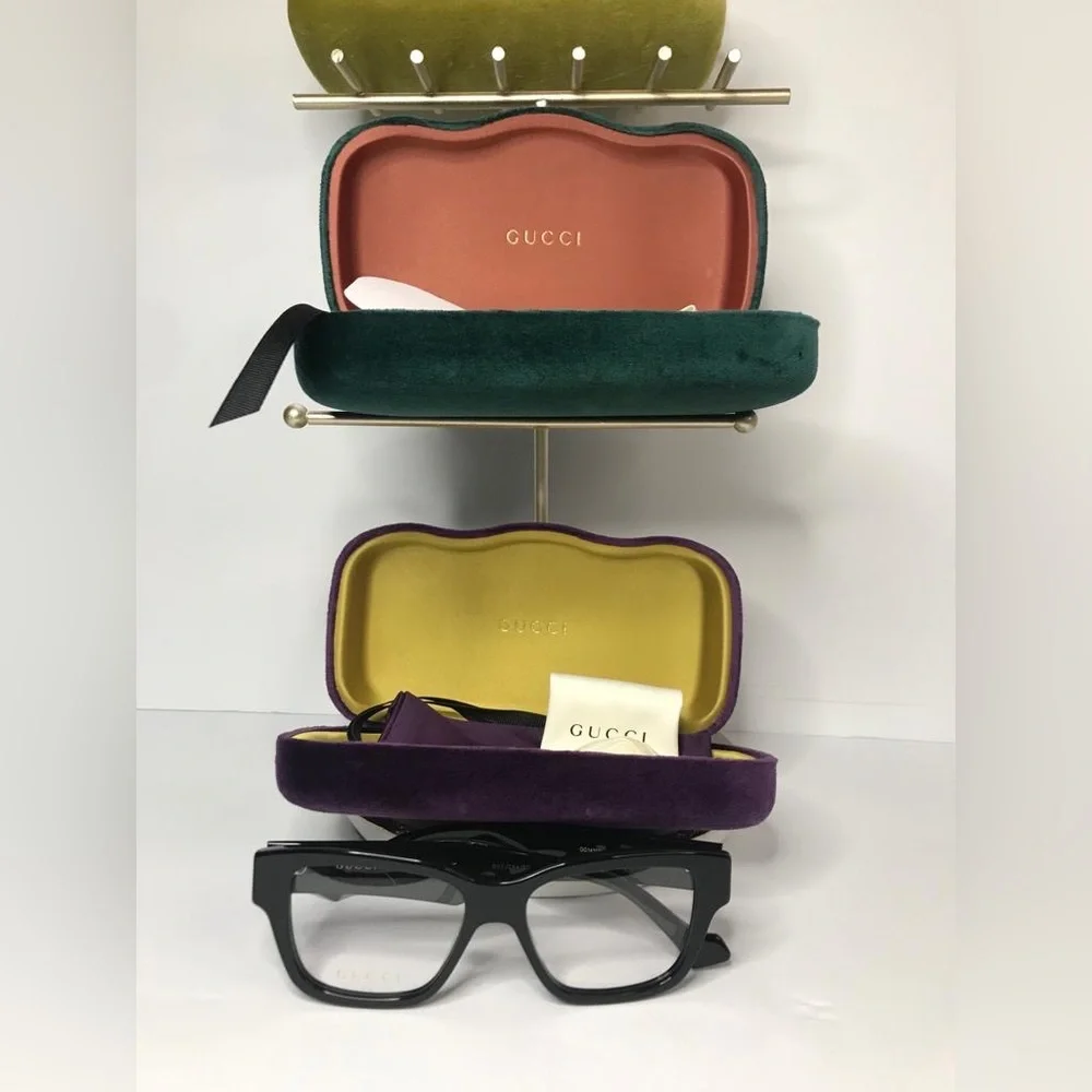 New Authentic GUCCI GG1428O 001 square Gucci optical comes shiny black frame.